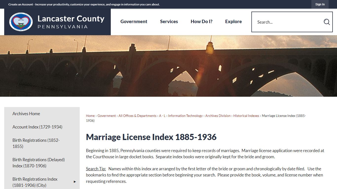 Marriage License Index 1885-1936 - Lancaster County, PA